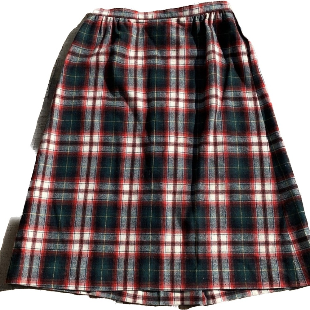 Pendleton Vintage Wool Plaid Midi Skirt Red & Black Tartan Preppy 1980’s - Picture 3 of 8